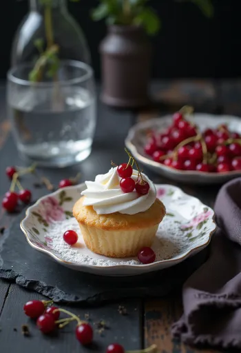 Servierte Johannisbeer-Cupcakes