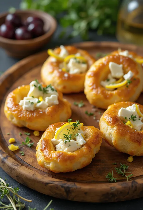 Tiganopsomo mit Feta und Zitronenschale, frisch gebacken und knusprig