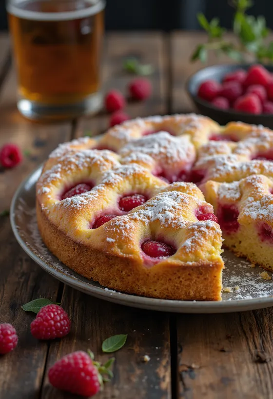 Stück Himbeerkuchen
