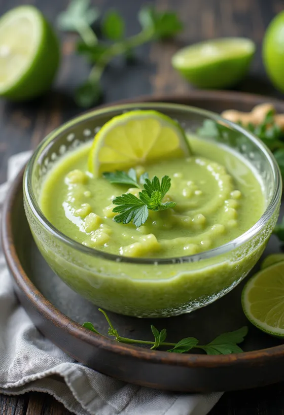 Servierte Rosmarin-Limetten-Ingwer-Sauce