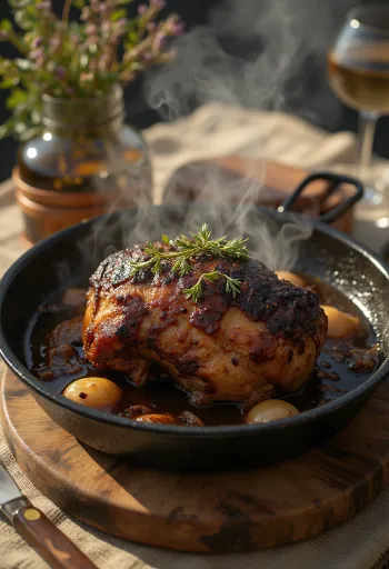 Geschmorter Büffelbraten mit Rosmarin und Rotwein
