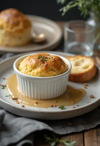 Gâteau de foie serviert mit Toast und Salat