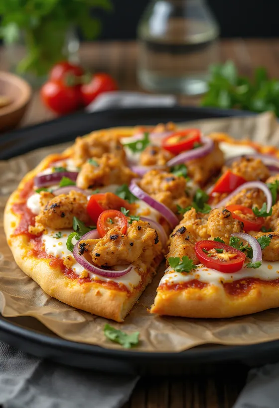 Ghanaische Pizza mit Suya-Hühnchen