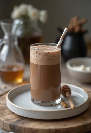 Schokoladen-Milchshake im Glas serviert
