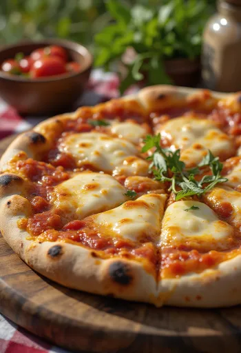 Pizza nach turkmenischer Art serviert mit lokaler Tomatensauce