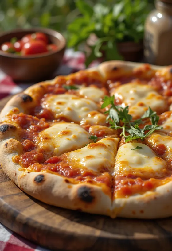 Pizza nach turkmenischer Art serviert mit lokaler Tomatensauce