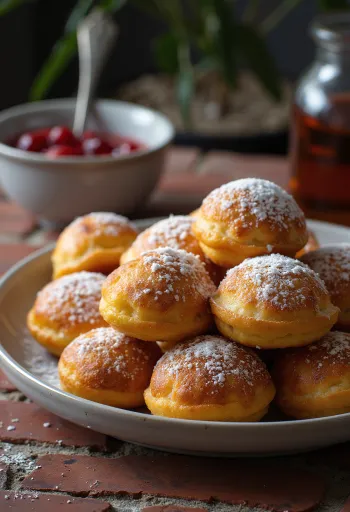 Frisch gebackene dänische Æbleskiver