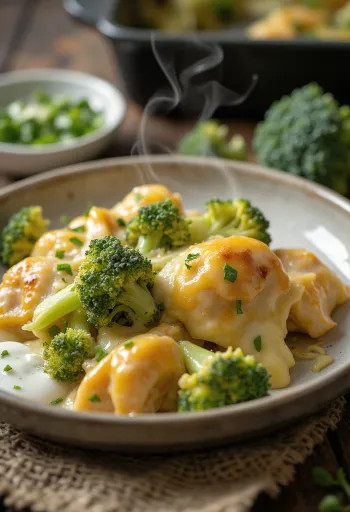 Hähnchen-Brokkoli-Auflauf mit saftigem Filet und geschmolzenem Käse