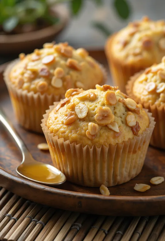 Honig-Haferflocken-Muffins im Korb