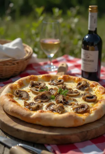 Pizza nach Ural-Art mit Steinpilzen