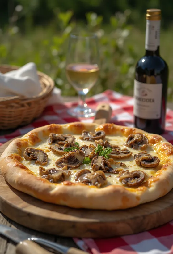 Pizza nach Ural-Art mit Steinpilzen
