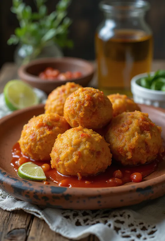 Acarajé mit scharfer Chili, knuspriges brasilianisches Gericht