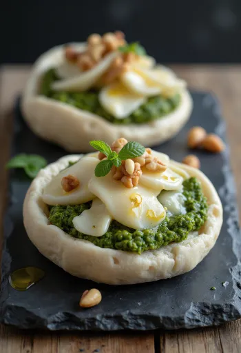Pesto-Bao-Buns serviert