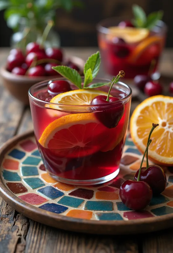 Würzige Sauerkirsch-Bowle im Glas