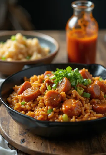 Rindfleisch-Jambalaya mit Paprika und Reis