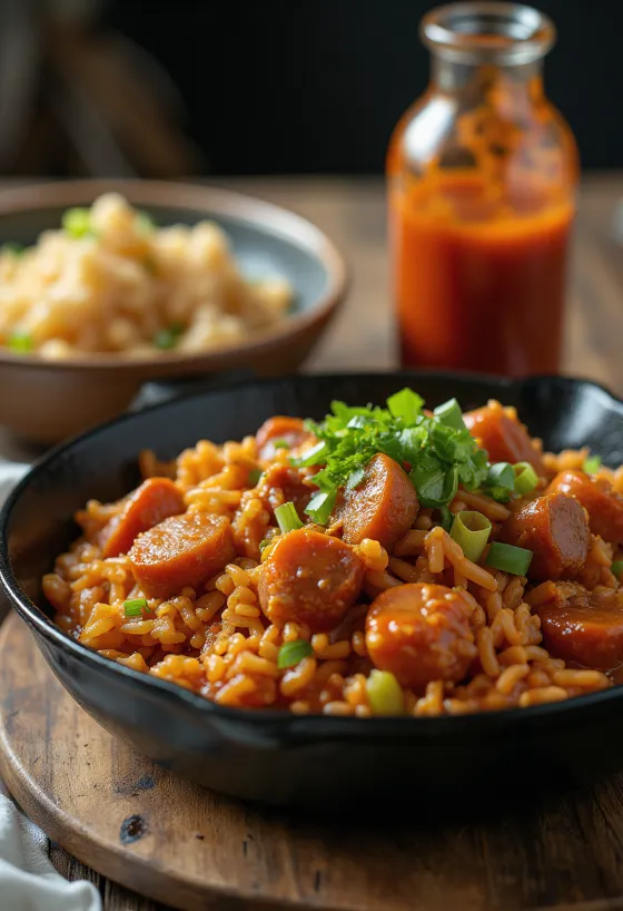 Rindfleisch-Jambalaya mit Paprika und Reis