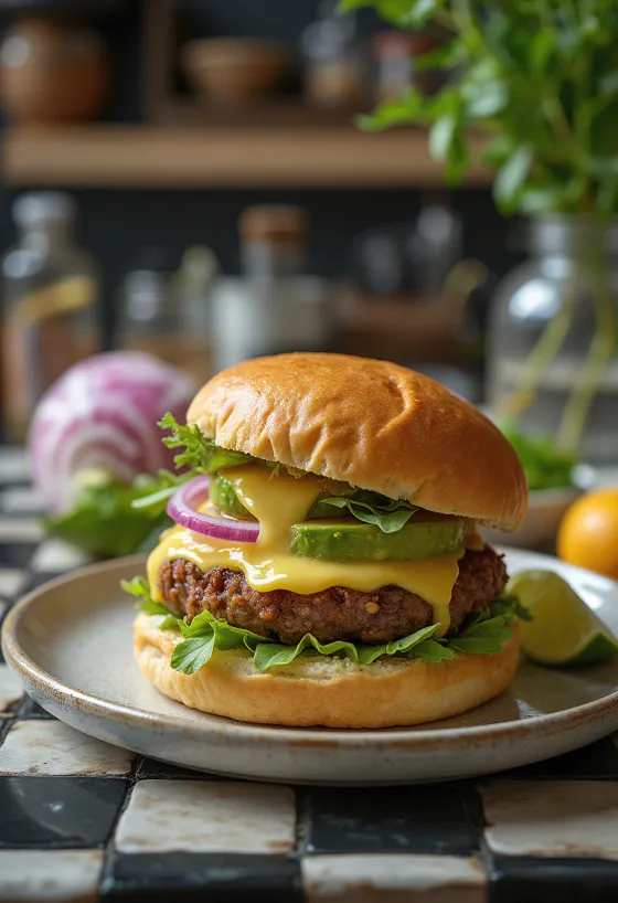 Servierter Avocado-Burger