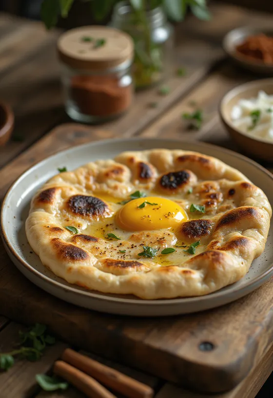 Serviertes Zimt-Kardamom-Naan-Brot