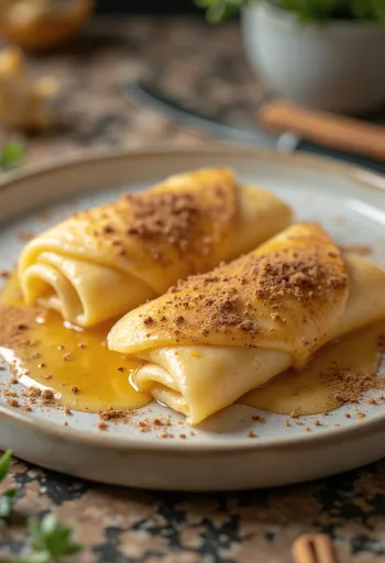 Gerollte Pfannkuchen auf Teller