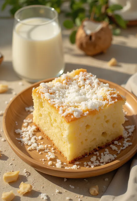 Milchfreie Kokostorte mit Kokosraspeln