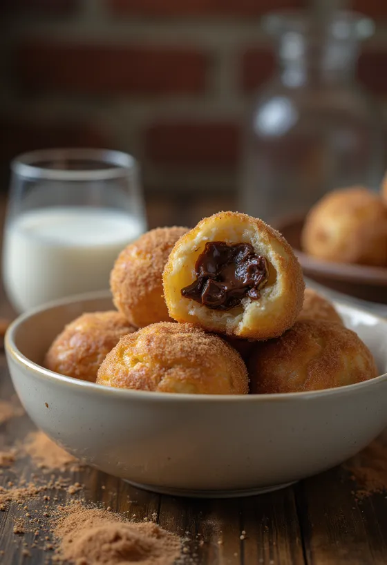 Brasilianische Schokoladenkrapfen in Zimtzucker