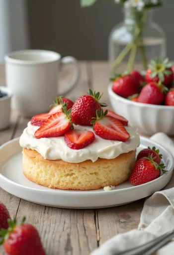 Erdbeer-Mascarpone-Torte elegant serviert