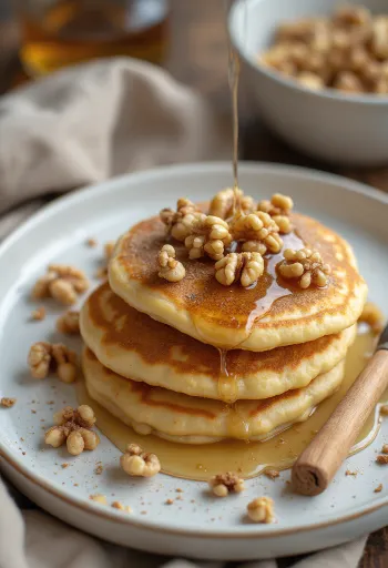 Servierte Zimt-Walnuss-Pfannkuchen