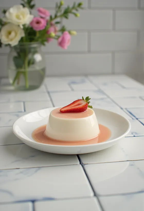 Prosecco-Panna Cotta serviert