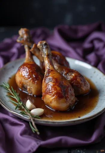 Gebratene Gänsekeule mit knuspriger Haut, Rotkohl und Kartoffeln