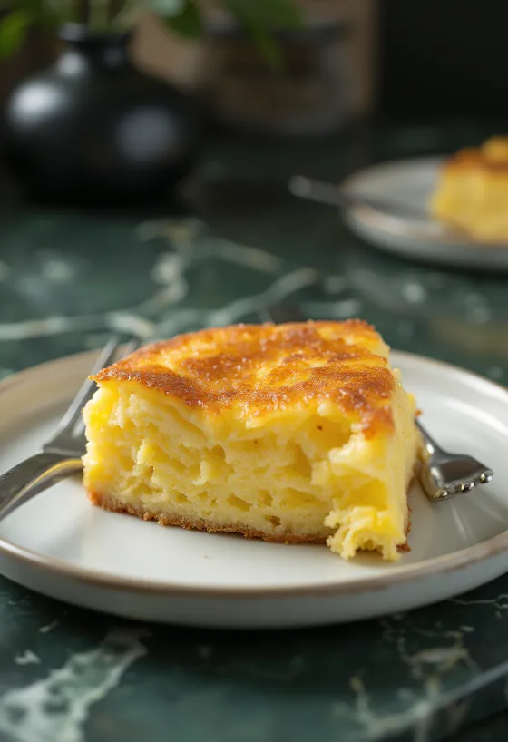 Schnittfläche des cremigen Bolo de Fubá Maiskuchens