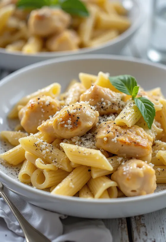 Hähnchen-Pasta mit cremiger Soße und frischen Kräutern