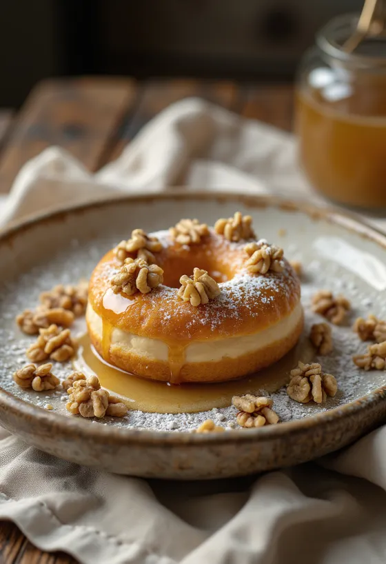 Servierter Walnusscreme-Donut