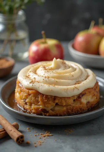 Zimt-Apfelmousse-Torte mit Apfelscheiben dekoriert