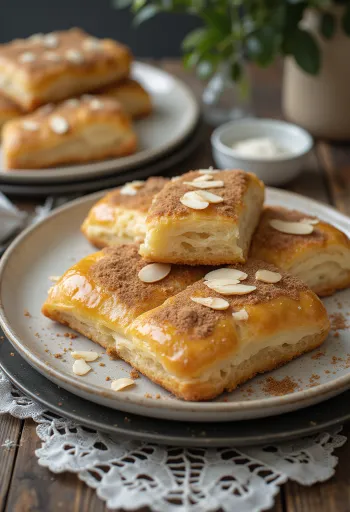 Kanelstang mit Mandeln, frisch gebacken, mit Zimt und Mandeln bestreut