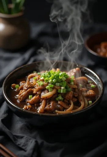 Rindfleisch-Bulgogi mit Sojasauce, koreanisch serviert
