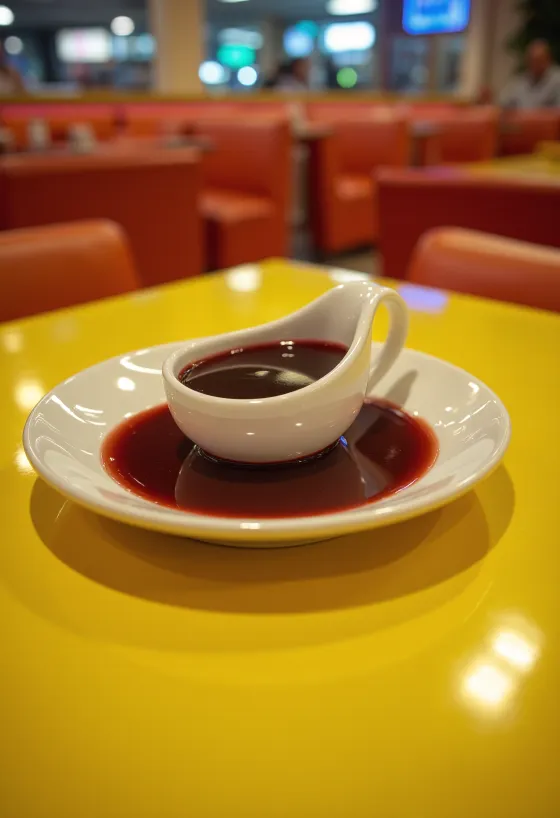 Orangen-Rotwein-Sauce in einer Schale, garniert mit frischem Rosmarin und Orangenschale.