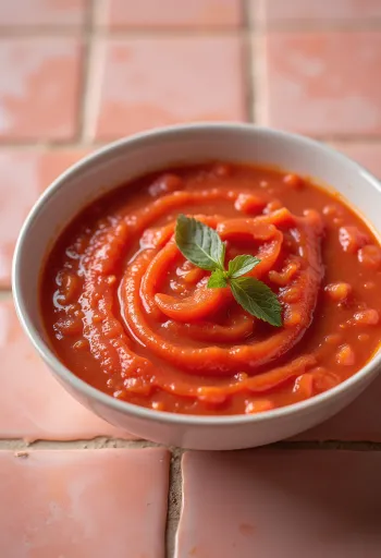 Paprika-Tomaten-Sauce serviert