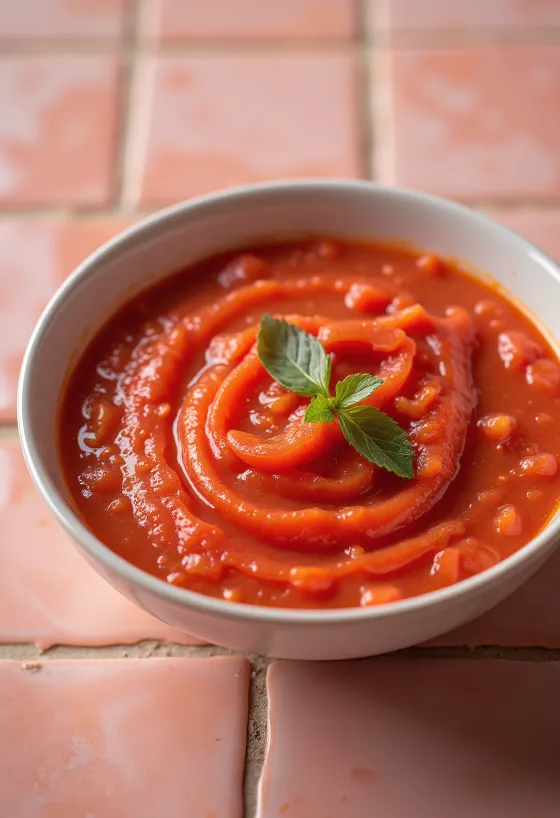 Paprika-Tomaten-Sauce serviert