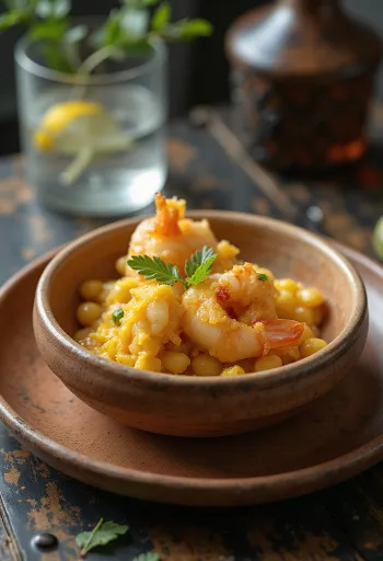 Acarajé mit Vatapá, knuspriges brasilianisches Gericht mit Kokossauce