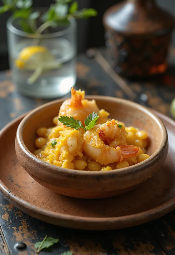 Acarajé mit Vatapá, knuspriges brasilianisches Gericht mit Kokossauce