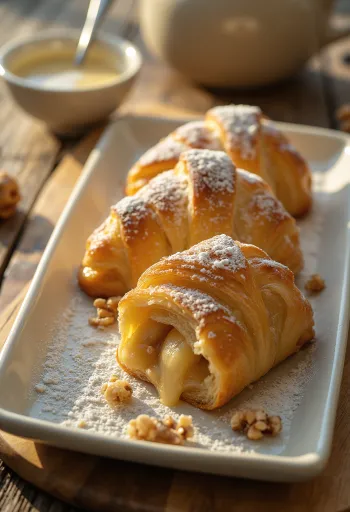 Knuspriger Apfelstrudel gefüllt mit frischen Äpfeln, bestreut mit Puderzucker