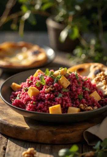 Rotes Quinoa-Curry mit Tofu