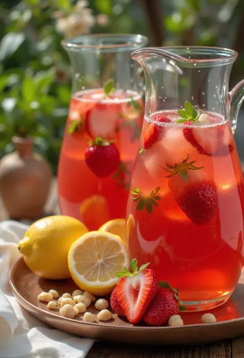 Erdbeer-Limonade im Glas serviert