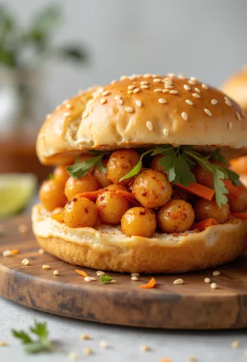 Servierter würziger Kichererbsen-Bao-Bun