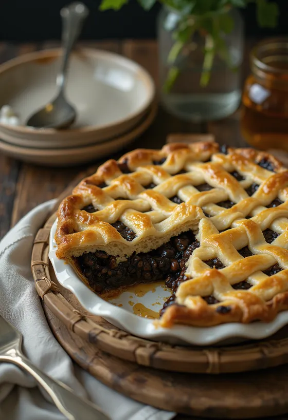 Servierter Mohnkuchen mit Honig