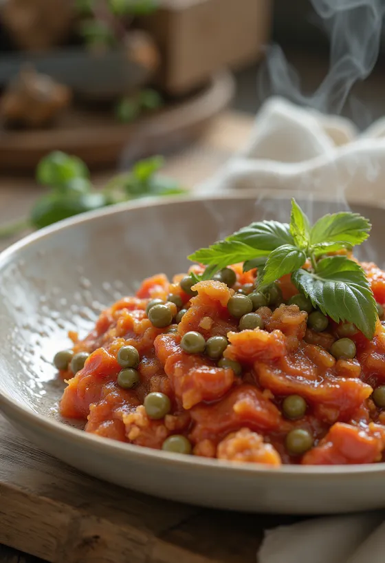 Servierte Tomaten-Kapern-Sauce