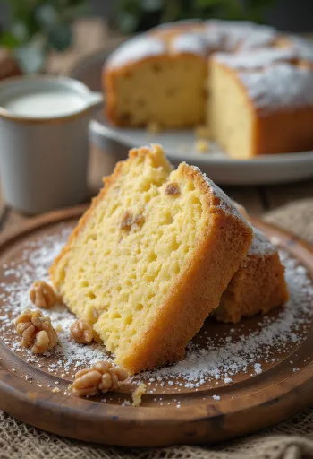 Saftiger Walnusskuchen auf einem Teller serviert