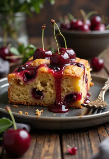 Zimt-Sauerkirsch-Torte mit frischen Früchten