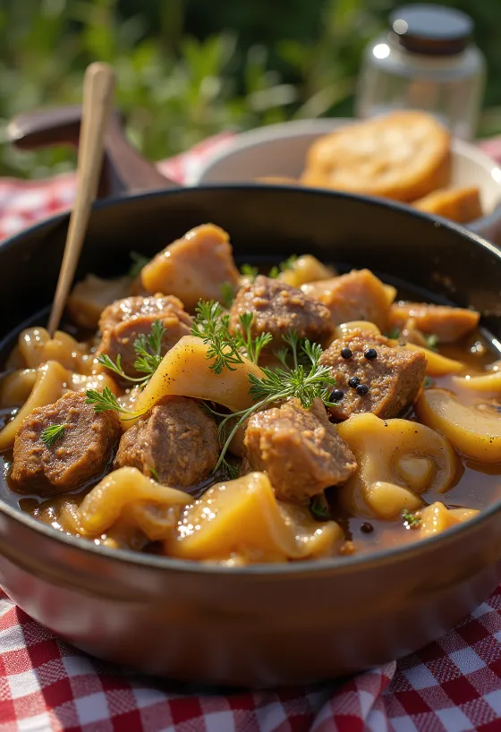 Karjalanpaisti serviert mit Salzkartoffeln