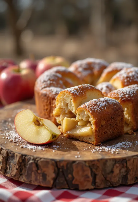 Winterliche Apfeltorte serviert